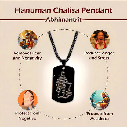 Hanuman Chalisa MicroCarved Tag Necklace ( Buy one Get one free ) ( Golden + Titanium Black Locket)