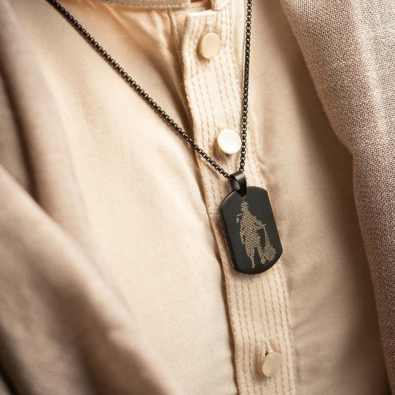 Hanuman Chalisa MicroCarved Tag Necklace ( Buy one Get one free ) ( Golden + Titanium Black Locket)