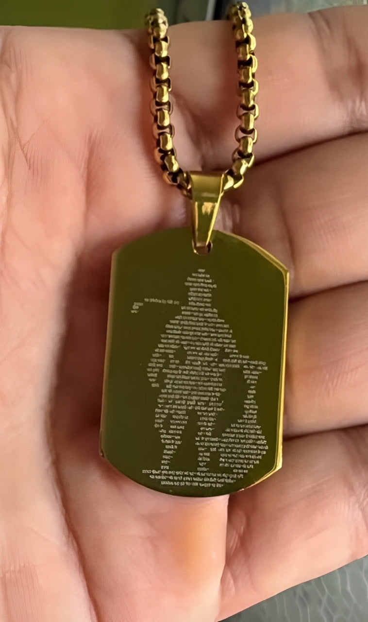 Hanuman Chalisa MicroCarved Tag Necklace ( Buy one Get one free ) ( Golden + Titanium Black Locket)